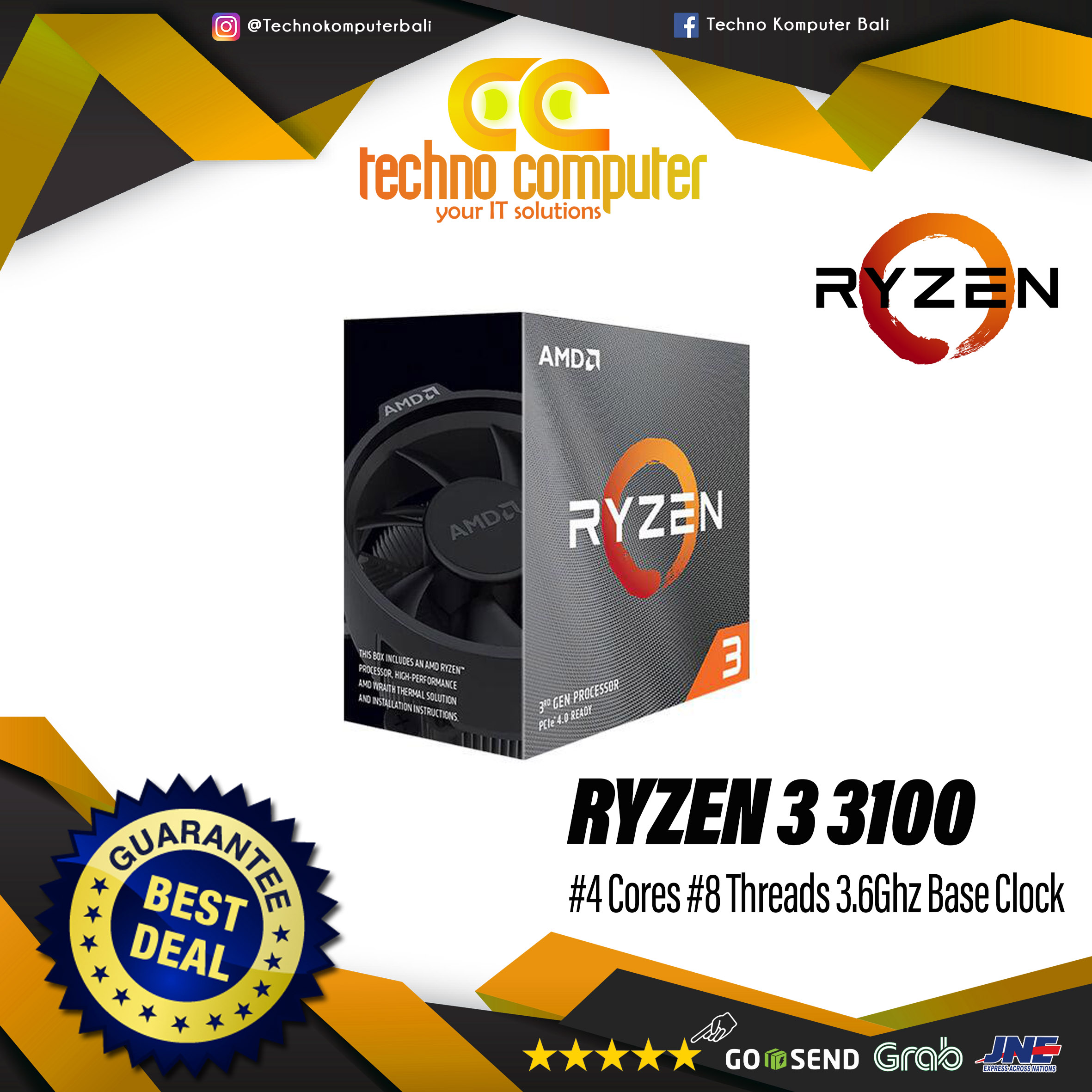 PROCESSOR AMD RYZEN 3 3100 - 4 Cores 8 Threads Up to 3.9Ghz - Socket AM4