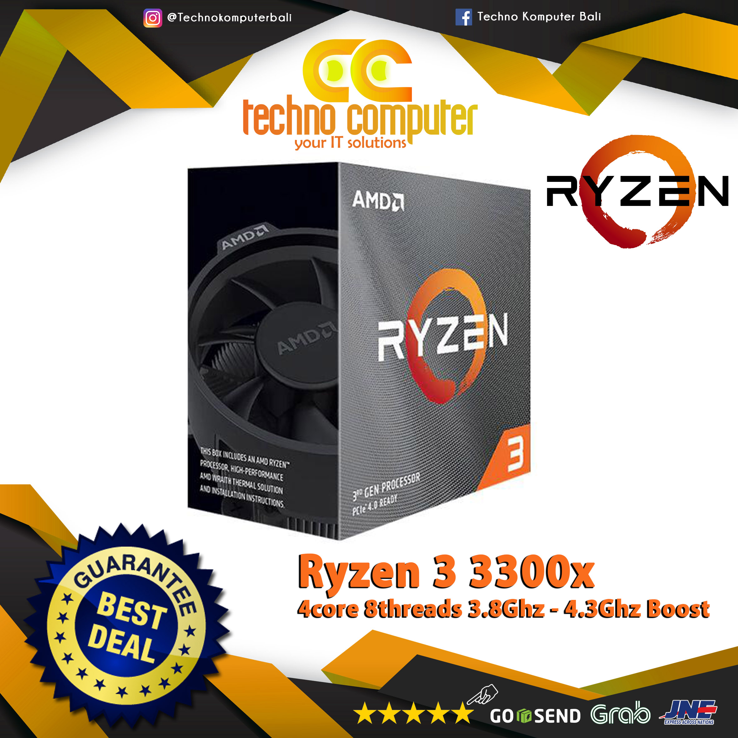 PROCESSOR AMD RYZEN 3 3300X - 4 Core 8 Threads Up to 4.3Ghz - Socket AM4