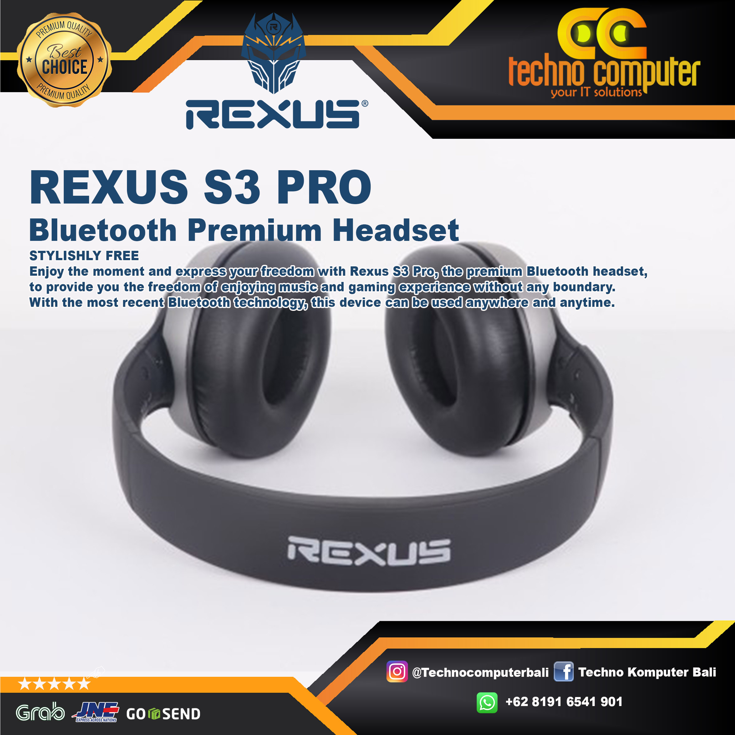 HEADSET REXUS S3 PRO PREMIUM - BLUETOOTH 