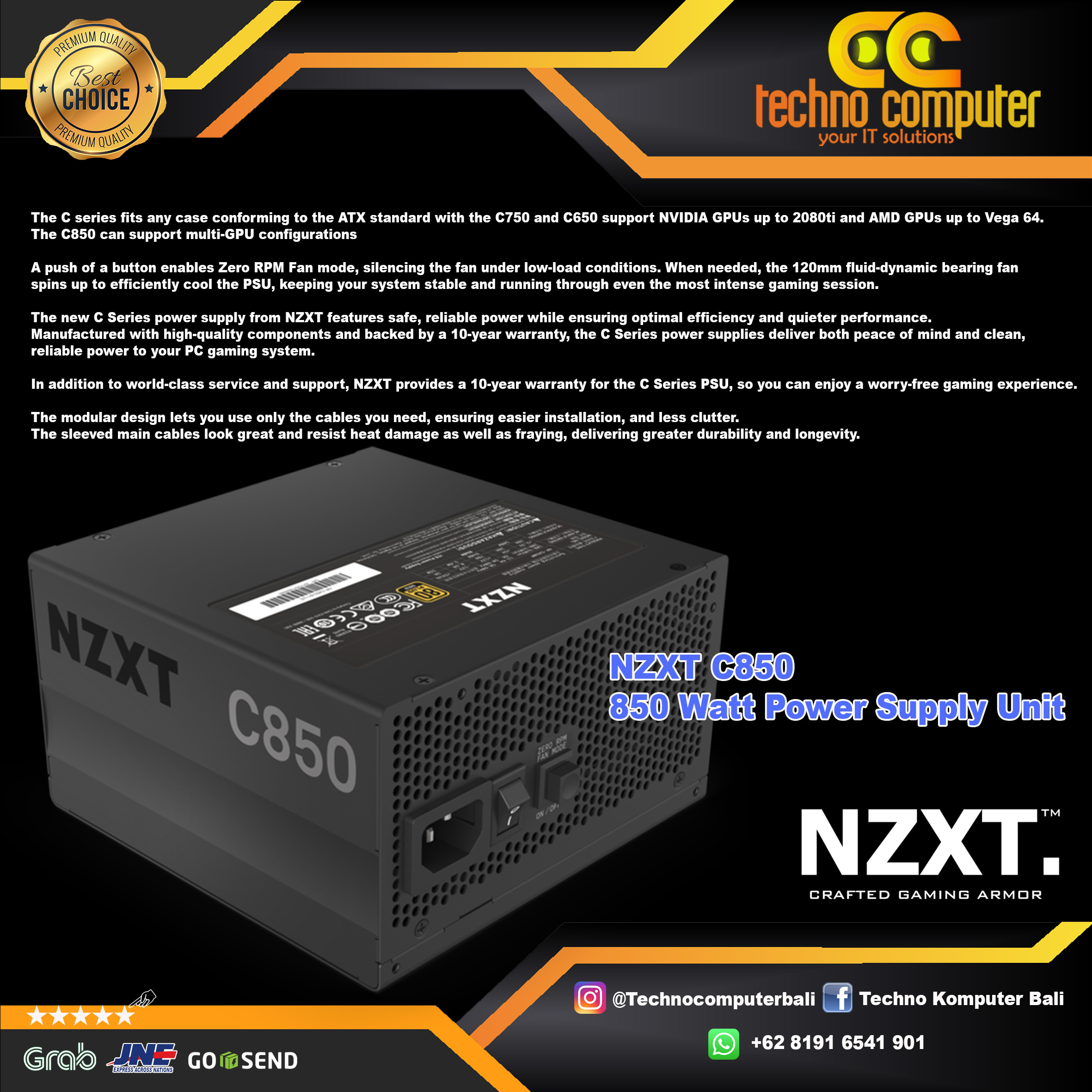 NZXT C Series C850 850W 80+ Gold - Full Modular