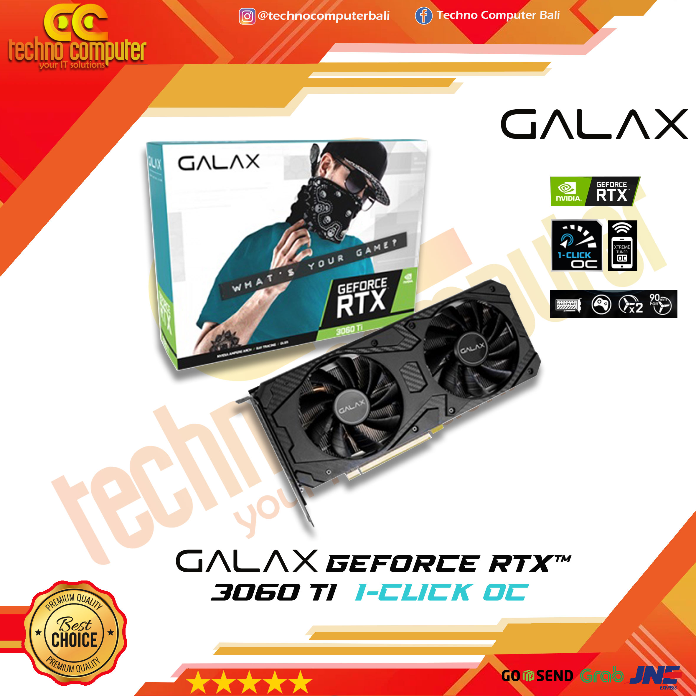 GALAX NVIDIA GeForce RTX 3060 Ti (1-Click OC) 8GB DDR6X - Dual Fan
