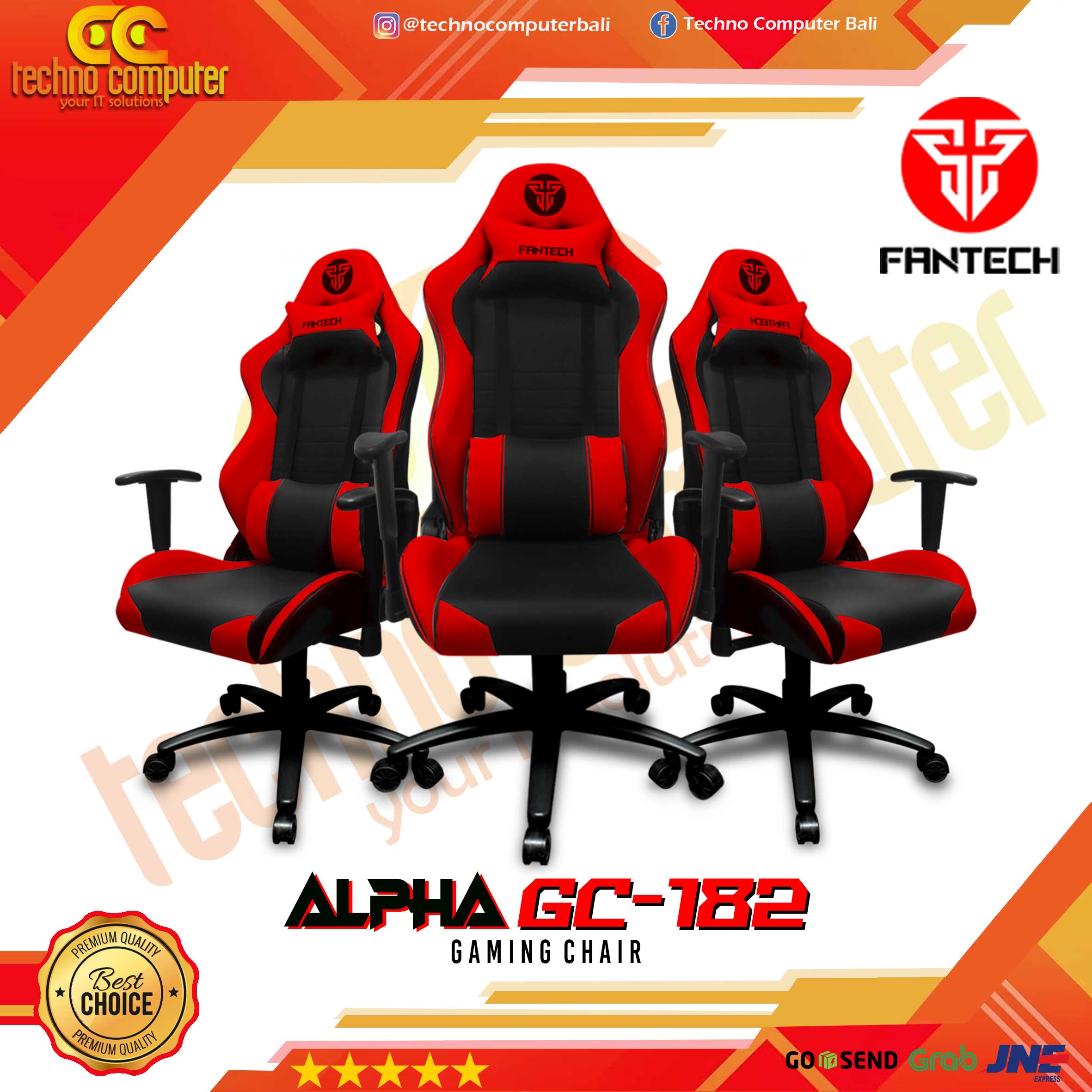 KURSI GAMING FANTECH ALPHA GC-182 GAMING CHAIR - BLACK RED