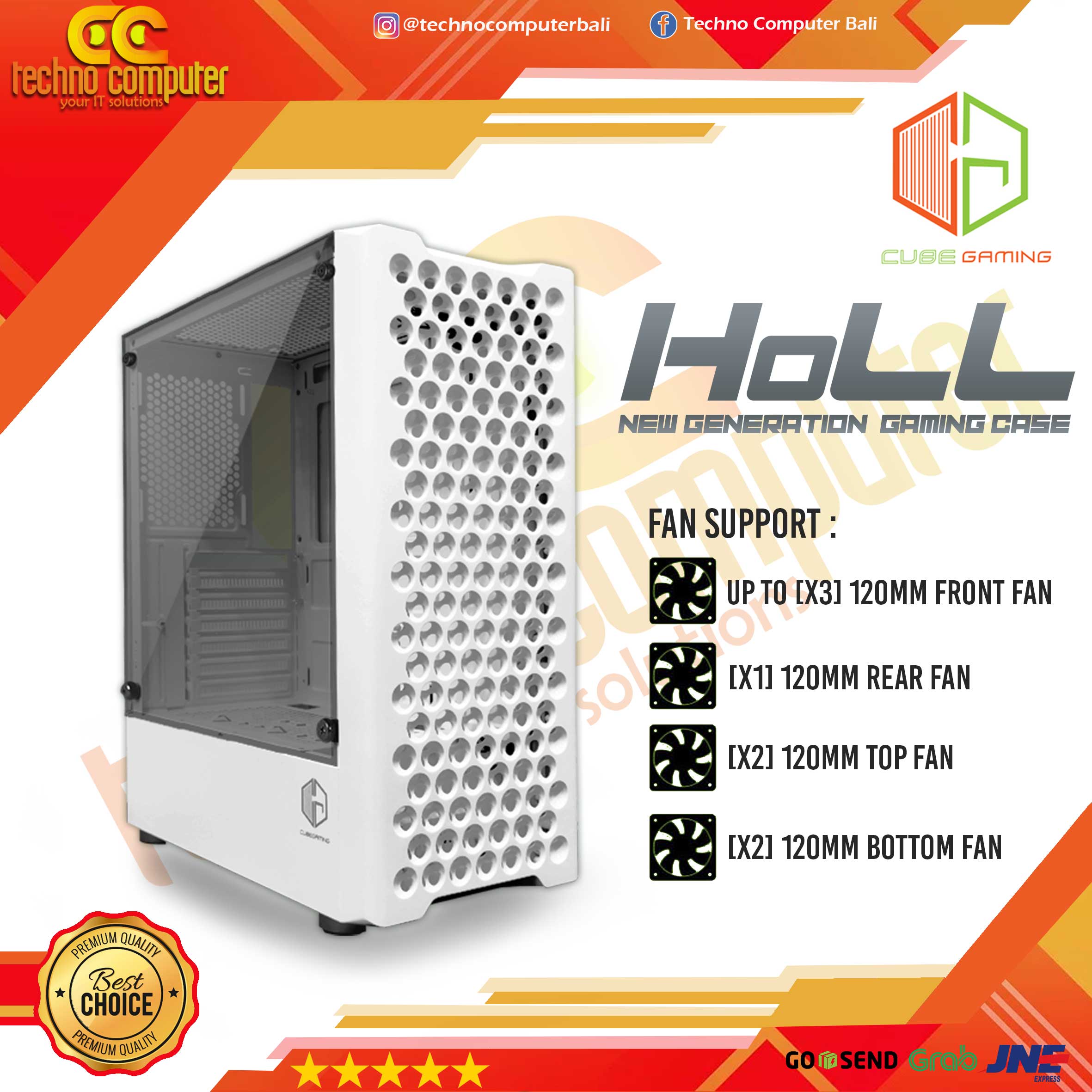 CASING CUBE GAMING HOLL WHITE - ATX Gaming Case