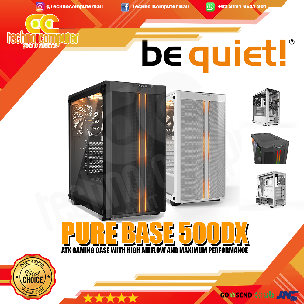 CASING BE QUIET PURE BASE 500DX Black - Mid Tower ATX Case Tempered Glass (Free 3x Fan)