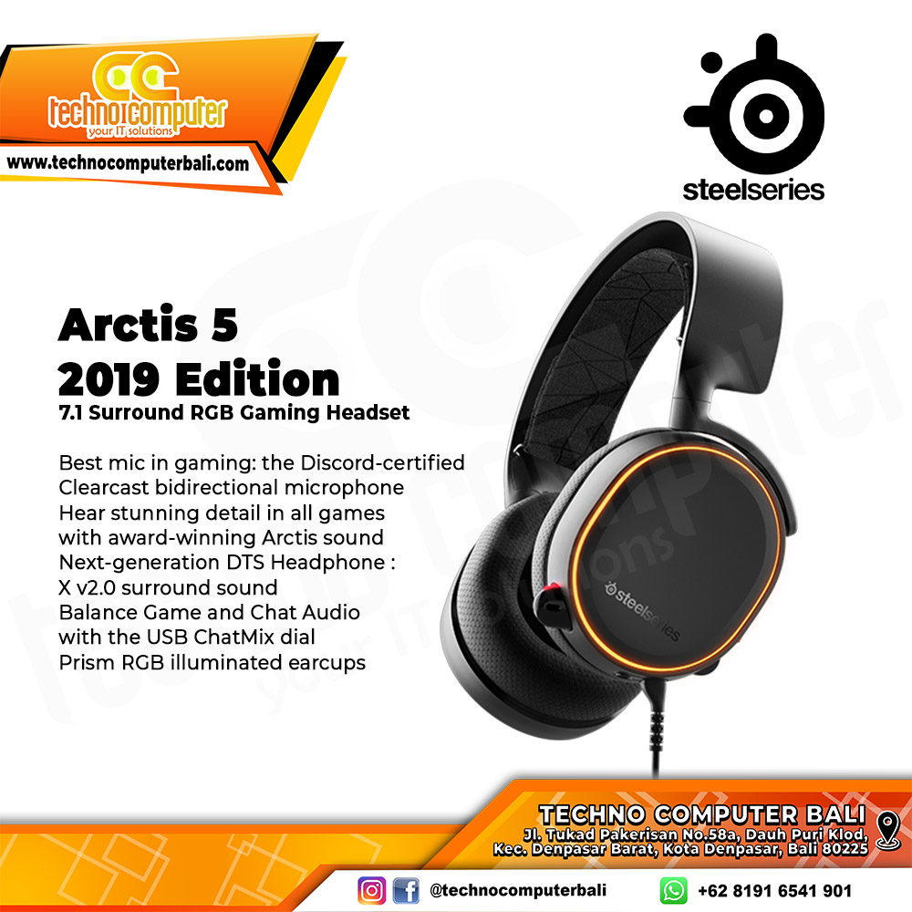 HEADSET STEELSERIES ARCTIS 5 RGB Black - 7.1 Surround Sound - Gaming Headset