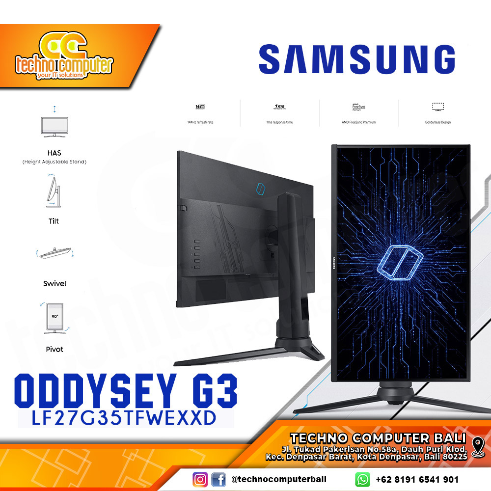SAMSUNG ODYSSEY G3 LF27G35 Gaming Monitor - 27 inch, FHD (1920 x 1080), VA, 144Hz, 1ms, FreeSync