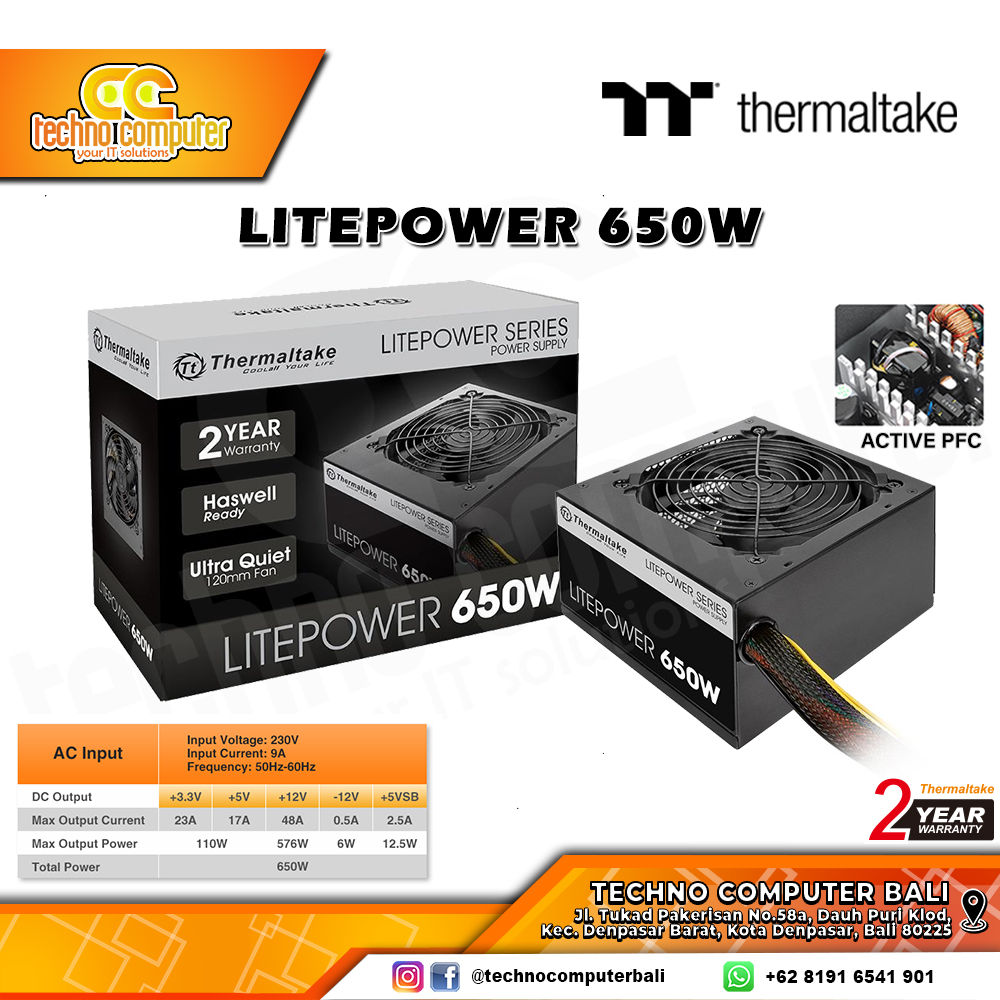 THERMALTAKE LITEPOWER 650W (230v) - Non Modular