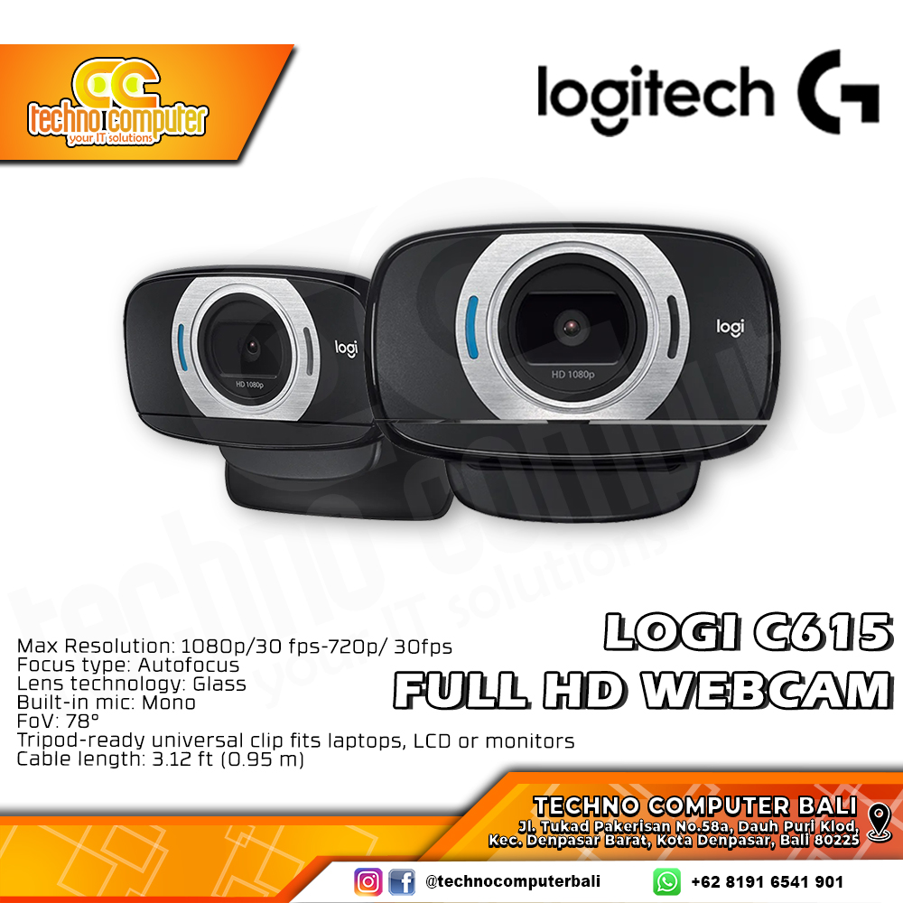 LOGITECH C615 - Full HD 1080p 30Fps Webcam