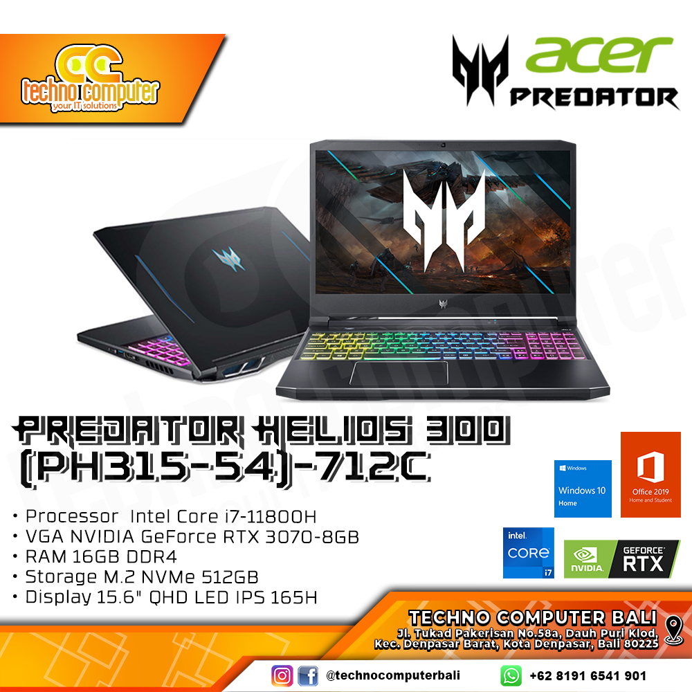 ACER PREDATOR HELIOS 300 PH315-54-712C i7-11800H 16GB 512GB RTX3070
