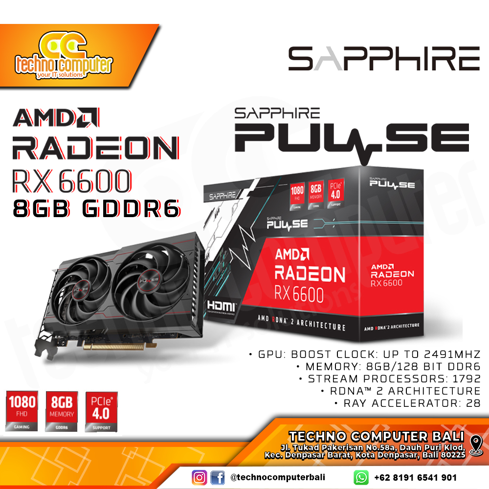 SAPPHIRE PULSE AMD Radeon RX 6600 8GB GDDR6