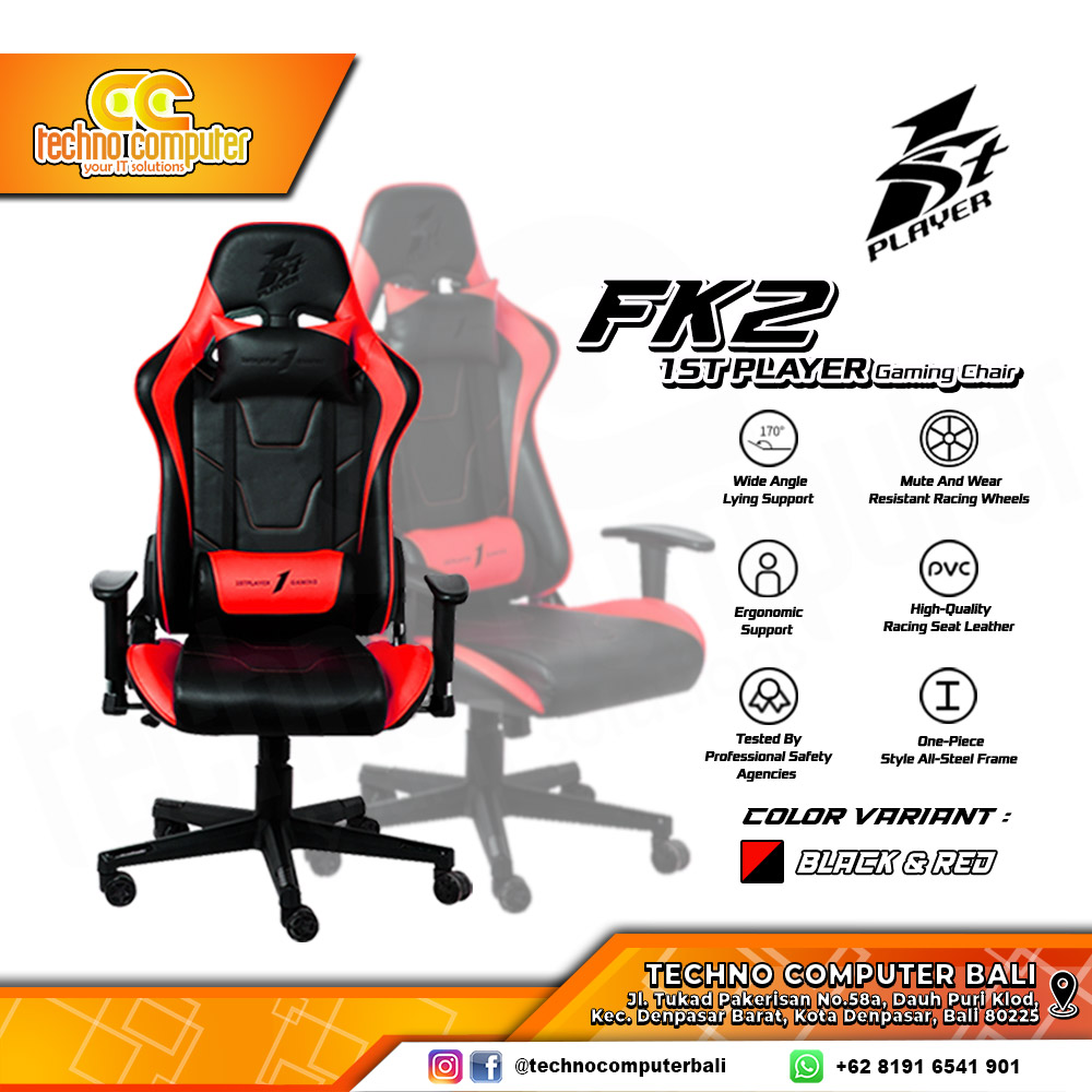 KURSI GAMING 1ST PLAYER GAMING CHAIR FK2 - BLACK RED