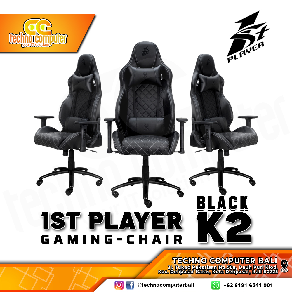 KURSI GAMING 1ST PLAYER GAMING CHAIR K2 - BLACK