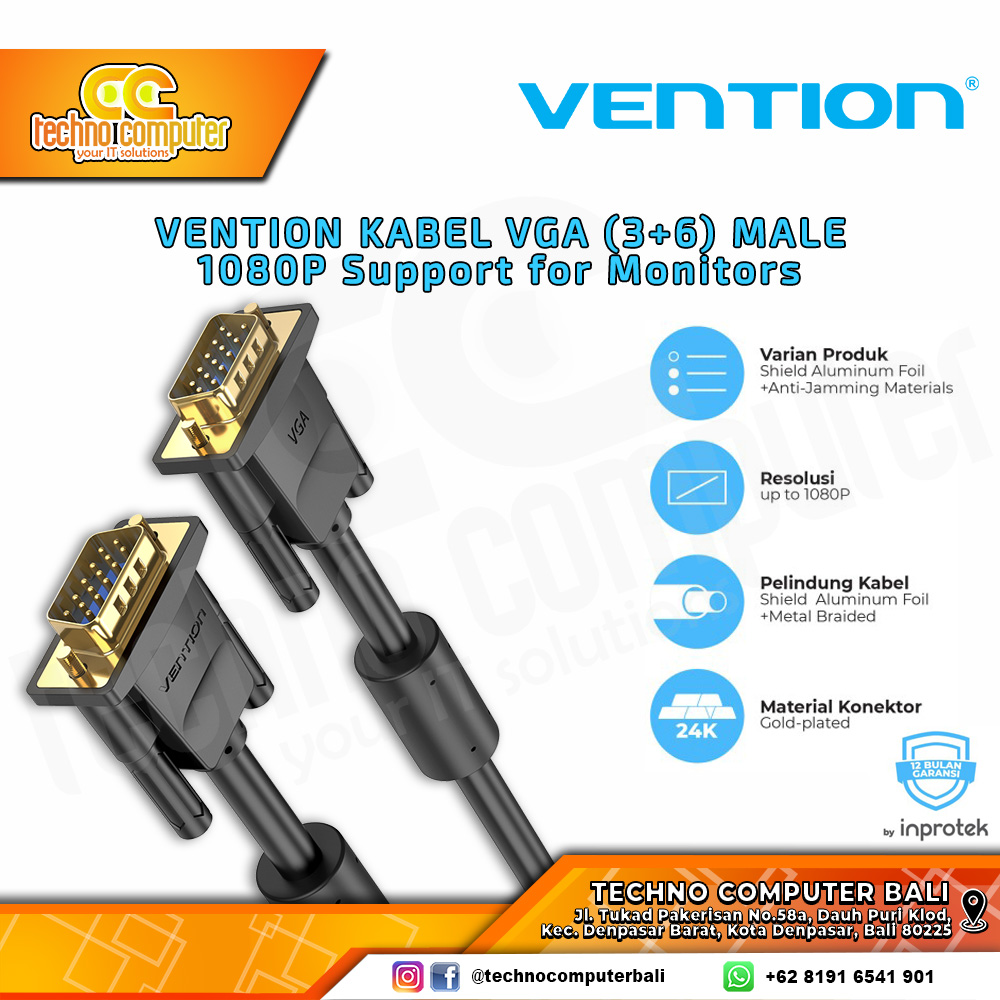 VENTION KABEL DISPLAY - Kabel VGA - VGA (3+6) Male to Male - DAE 2M