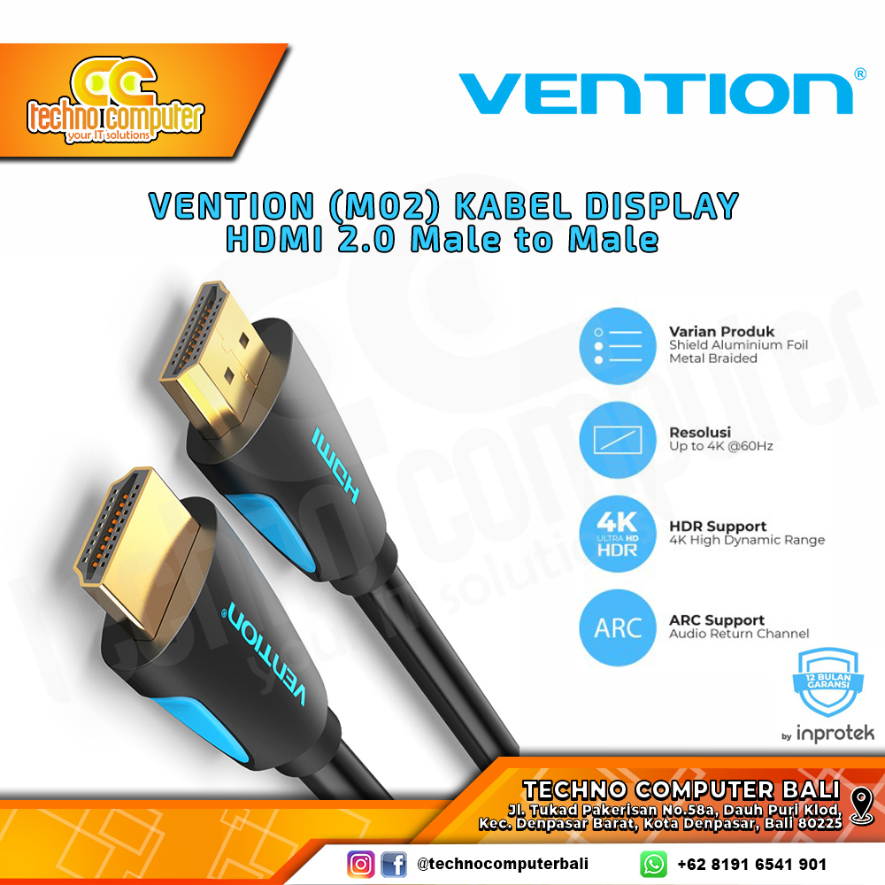VENTION KABEL DISPLAY - Kabel HDMI - HDMI 2.0b Male to Male Ultra HD 4K - M02 3M