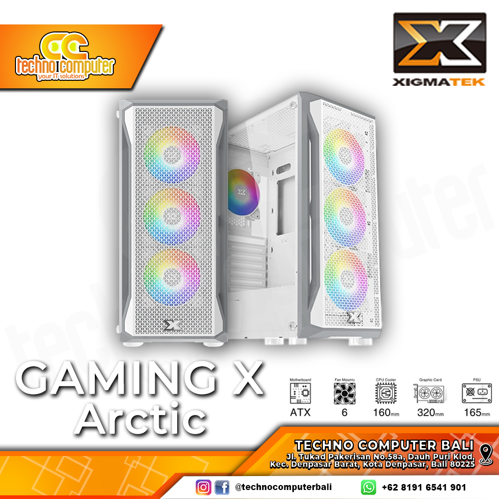 CASING XIGMATEK GAMING X Arctic White - Mid Tower ATX Case Tempered Glass (Free 4x ARGB Fan)