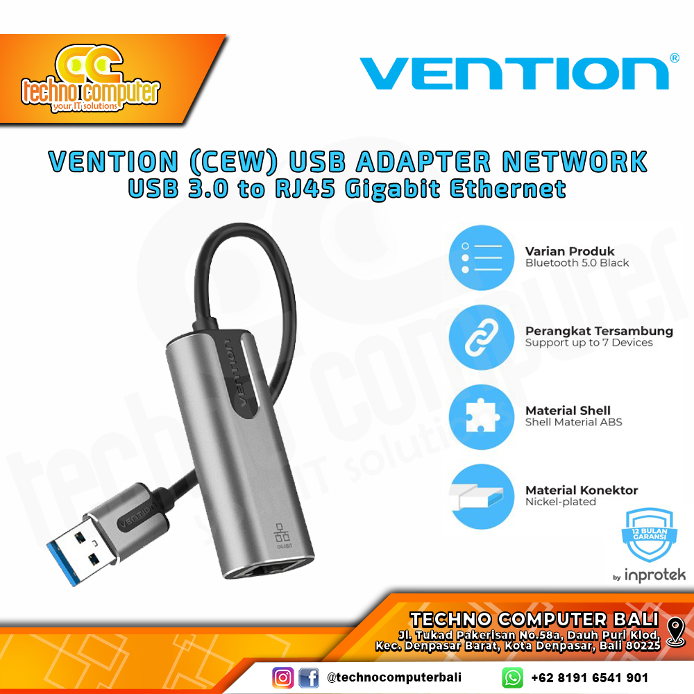 USB LAN VENTION EHTERNET ADAPTER - USB 3.0 to RJ45 Gigabit Ethernet - CEW 0.15M