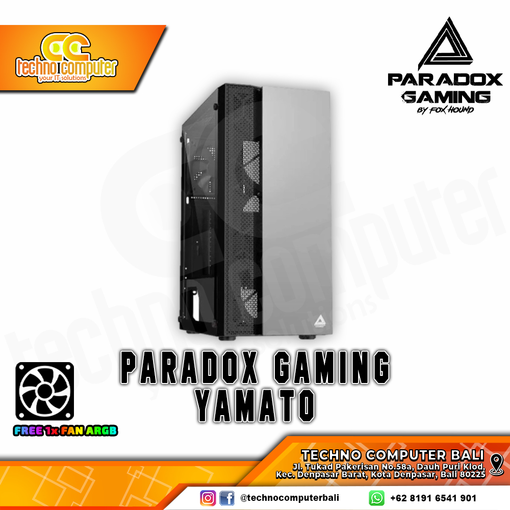 CASING PARADOX GAMING YAMATO - Mid Tower mATX Case Tempered Glass (Free 1x RGB Fan)