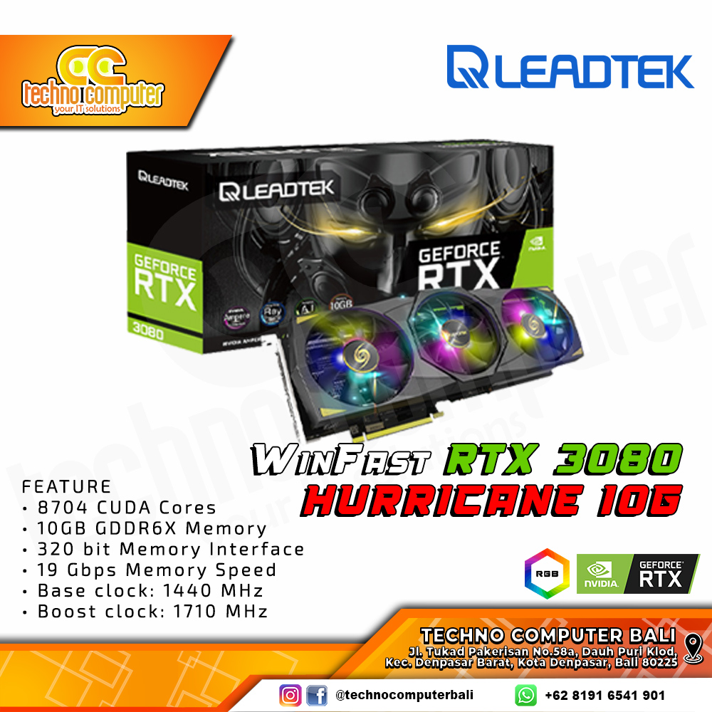 LEADTEK NVIDIA GeForce WinFast RTX 3080 HURRICANE 10GB GDDR6X