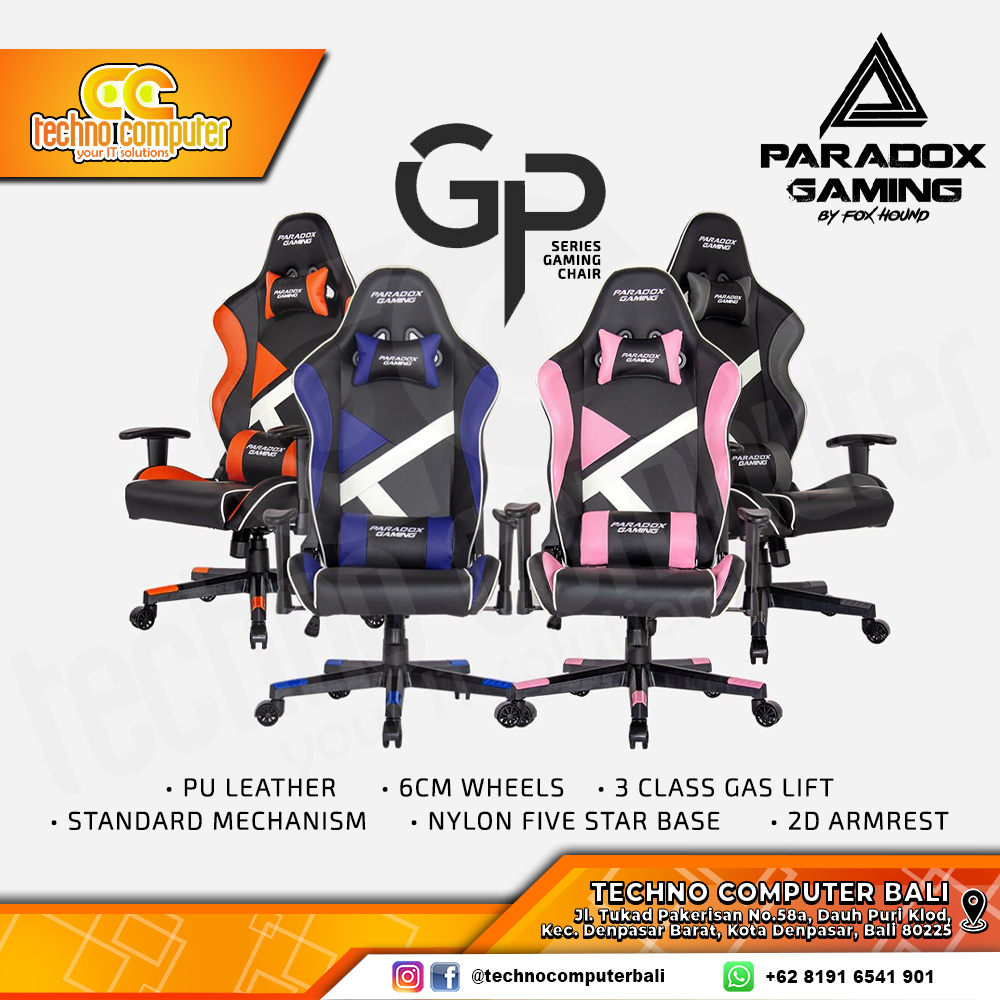 KURSI GAMING PARADOX GAMING GP Series GAMING CHAIR - Black/White/Pink