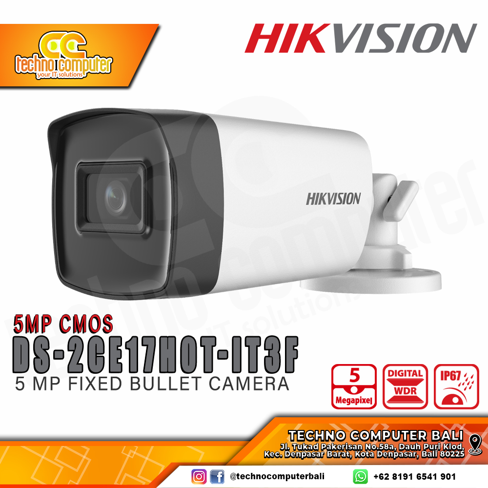 HIKVISION DS-2CE17H0T-IT3F 5MP OUTDOOR Fixed Bullet Camera CCTV