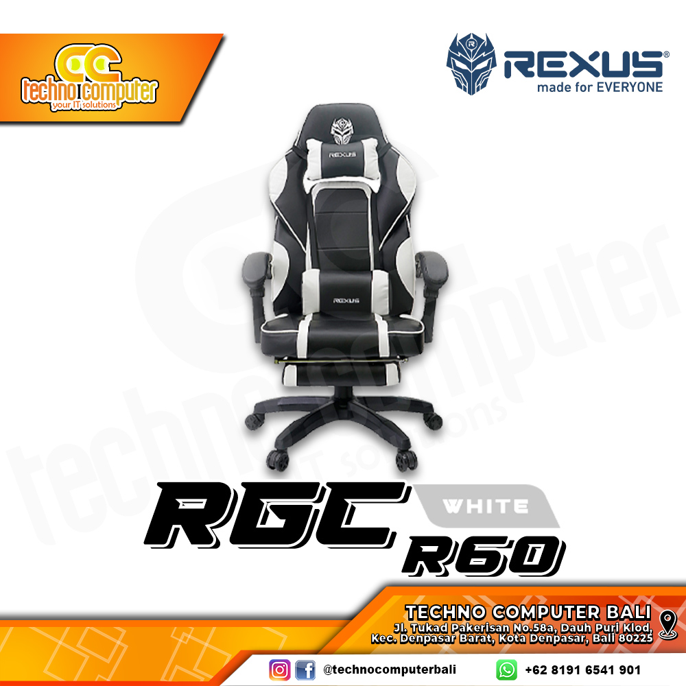 KURSI GAMING REXUS RGC-R60 GAMING CHAIR Footrest - WHITE