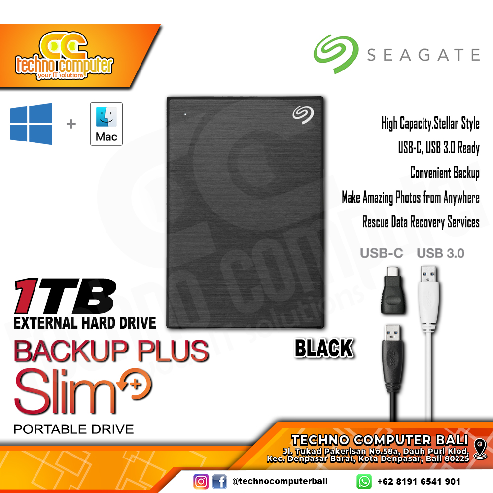 HDD EXTERNAL 2.5 inch SEAGATE BUP SLIM NEW 1TB - BLACK