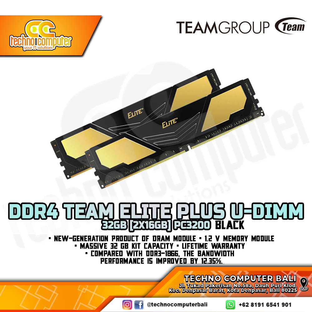 DDR4 TEAM ELITE PLUS 32GB (2x16GB) Kit 3200MHz