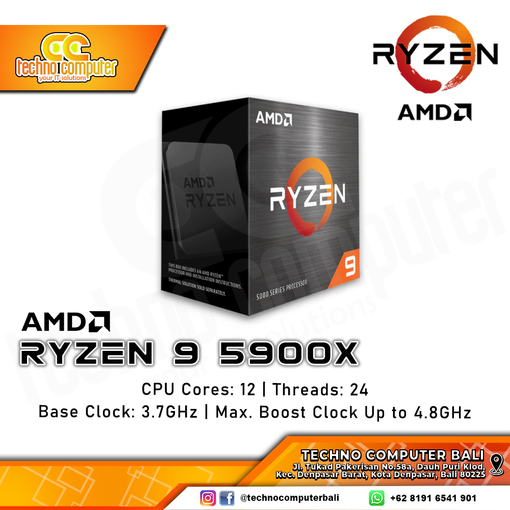 PROCESSOR AMD RYZEN 9 5900X - 12 Cores 24 Threads Up to 4.8GHz - Socket AM4