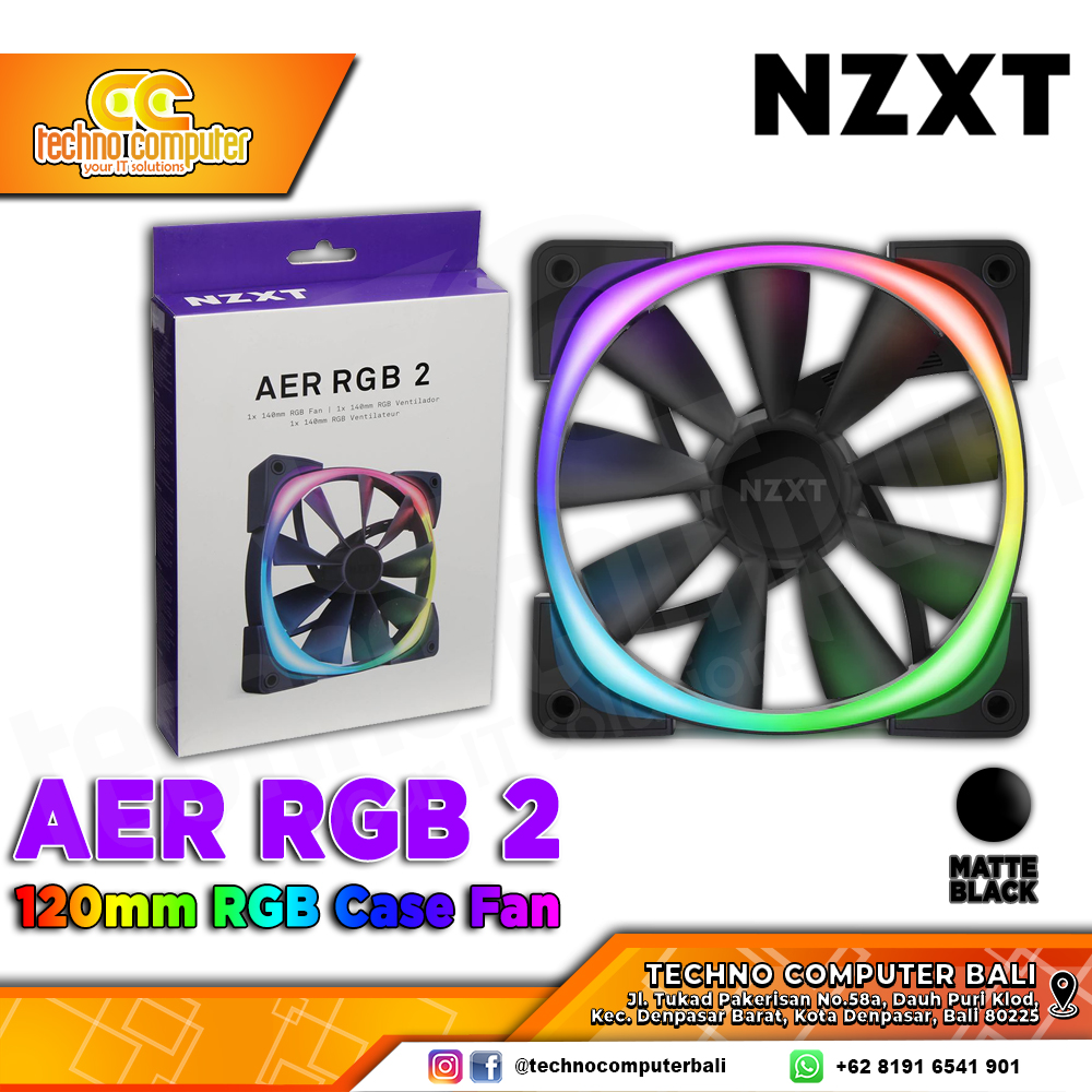 FAN CASING NZXT AER RGB 2 BLACK - 120mm Single Pack