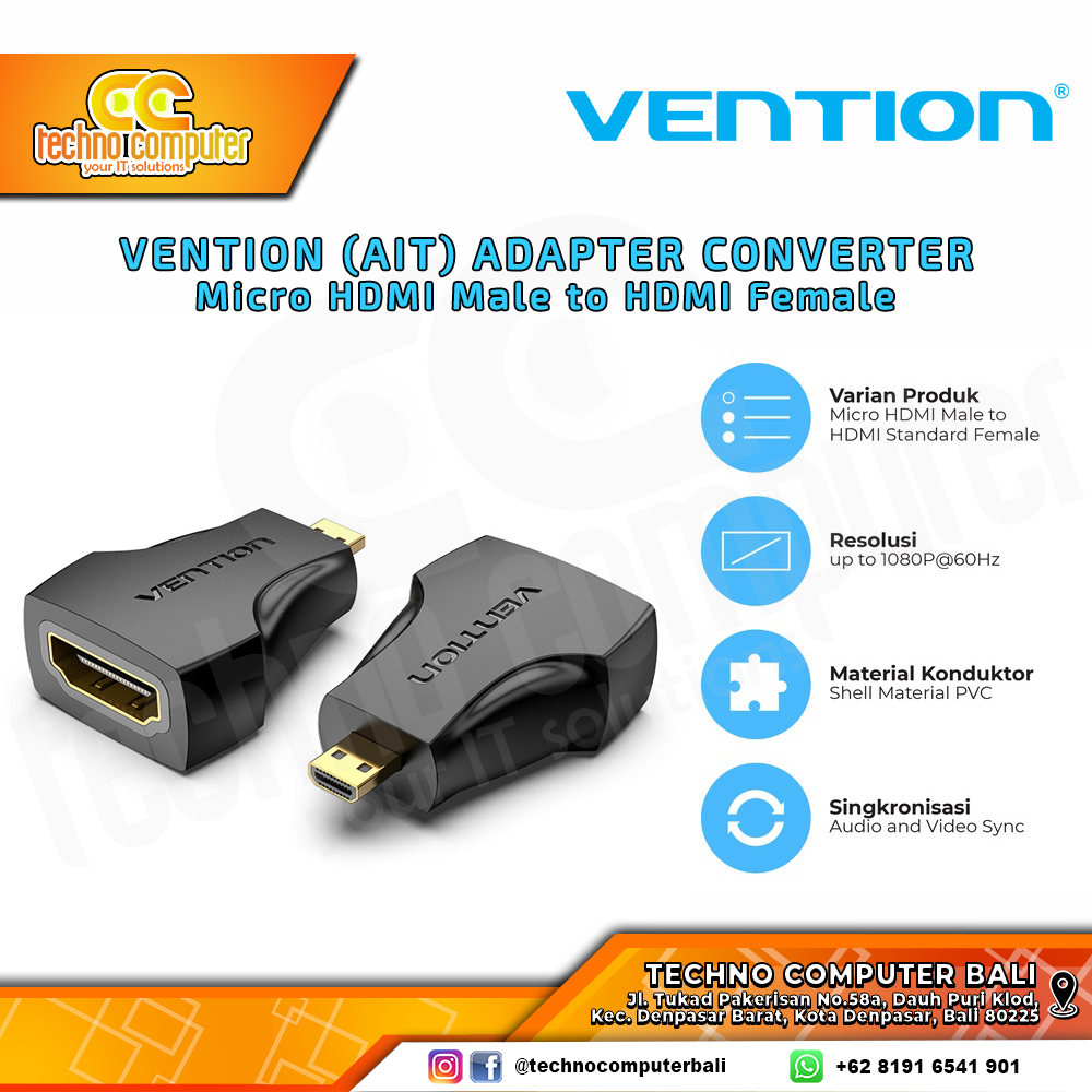 VENTION CONVERTER ADAPTER DISPLAY - Micro HDMI to HDMI Female - AIT