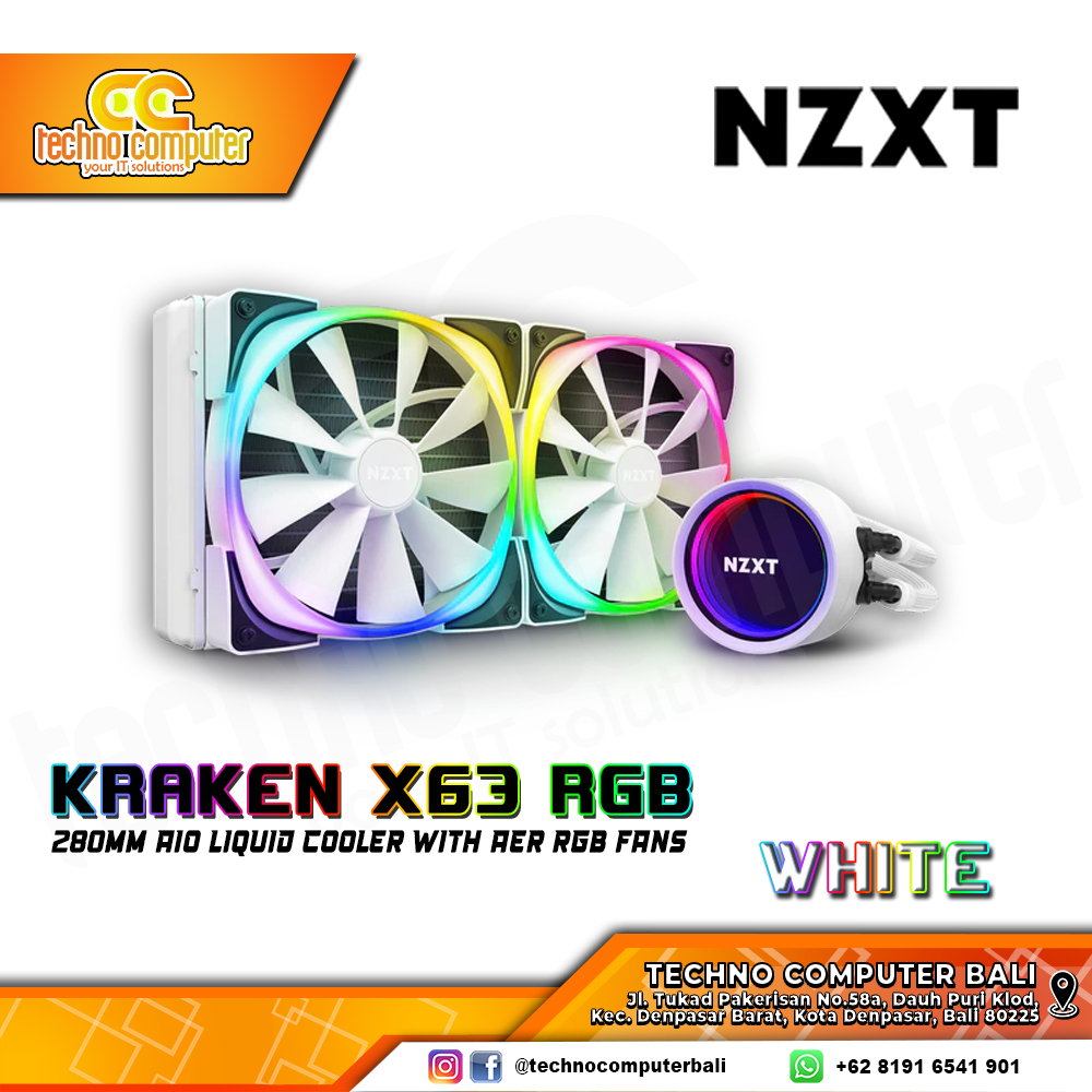 NZXT KRAKEN X63 RGB White Edition - CPU Cooler - 280mm AIO Liquid Cooler with Aer RGB Fans