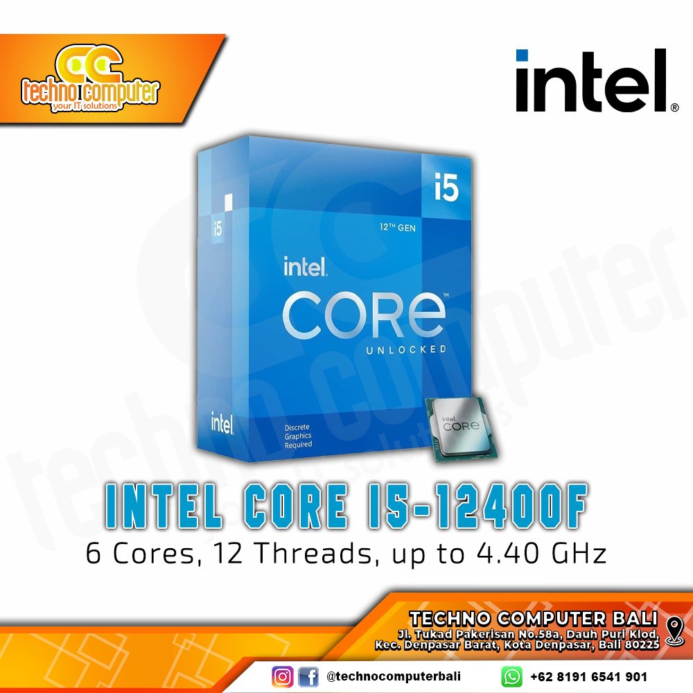 PROCESSOR INTEL CORE I5-12400F - 6 Cores 12 Threads Up to 4.4Ghz - Socket LGA1700
