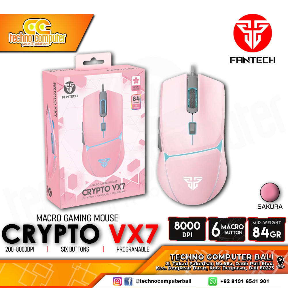 FANTECH CRYPTO VX7 RGB Pink - Gaming Mouse