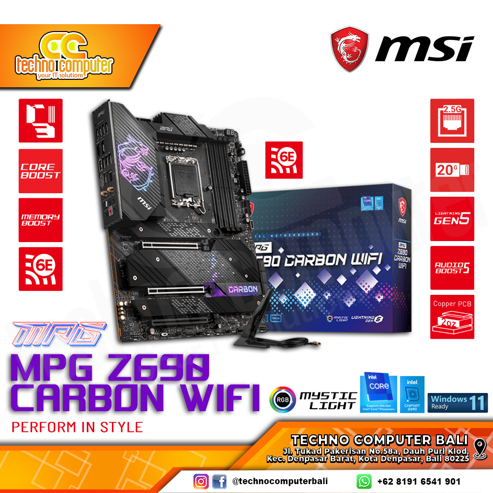 MSI MPG Z690 CARBON WIFI - ATX, LGA1700, Z690, DDR5 (BELUM ADA DI TOKPED)