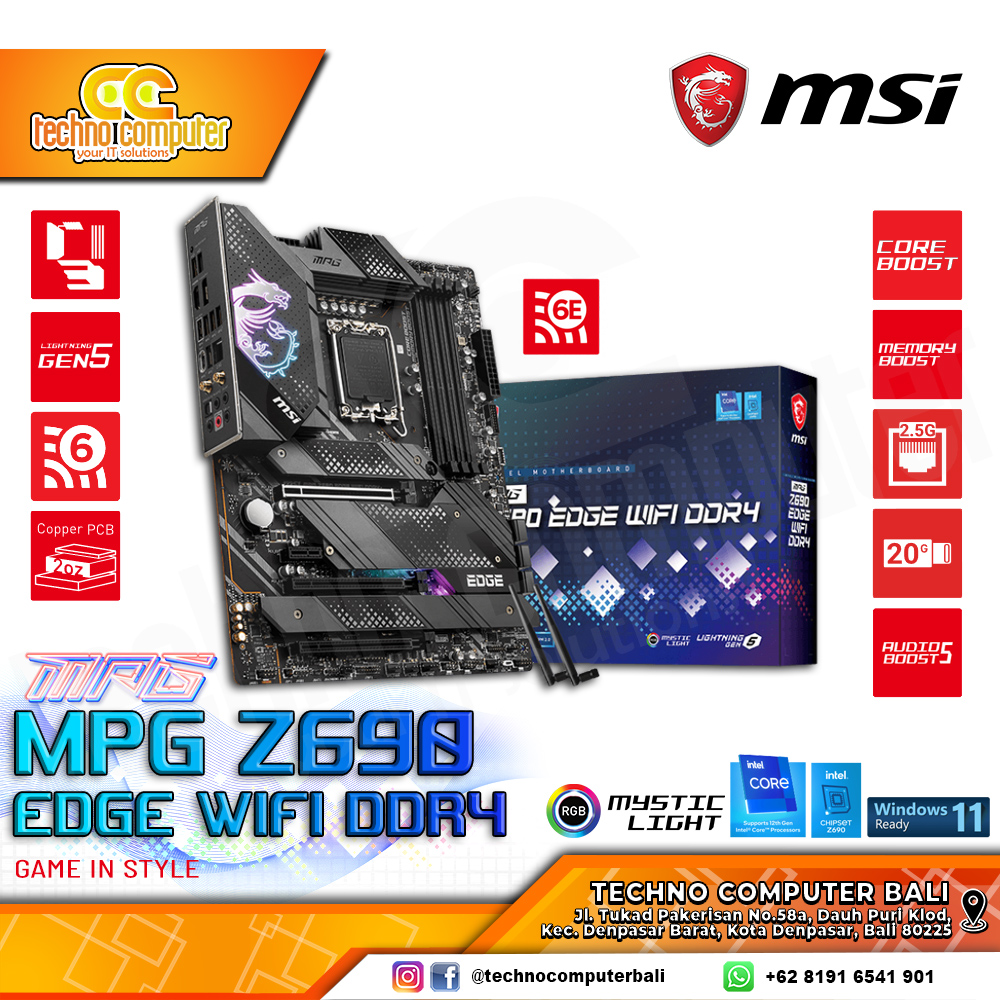 MSI MPG Z690 EDGE WIFI DDR4 - ATX, LGA1700, Z690, DDR4 (BELUM ADA DI TOKPED)