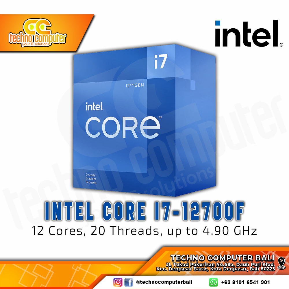 PROCESSOR INTEL CORE I7-12700F - 12 Cores 20 Threads Up to 4.9GHz - Socket LGA1700