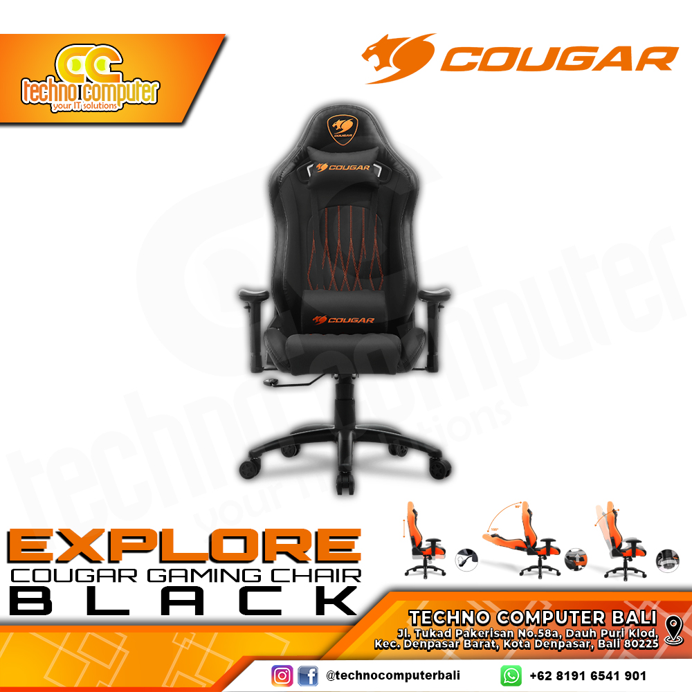 KURSI GAMING COUGAR EXPLORE GAMING CHAIR - EXPLORE BLACK