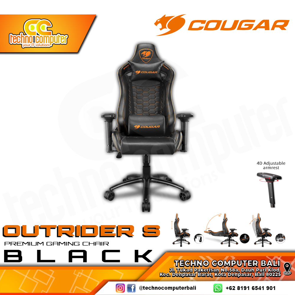 KURSI GAMING COUGAR OUTRIDER S GAMING CHAIR 4D Armrest - OUTRIDER S BLACK