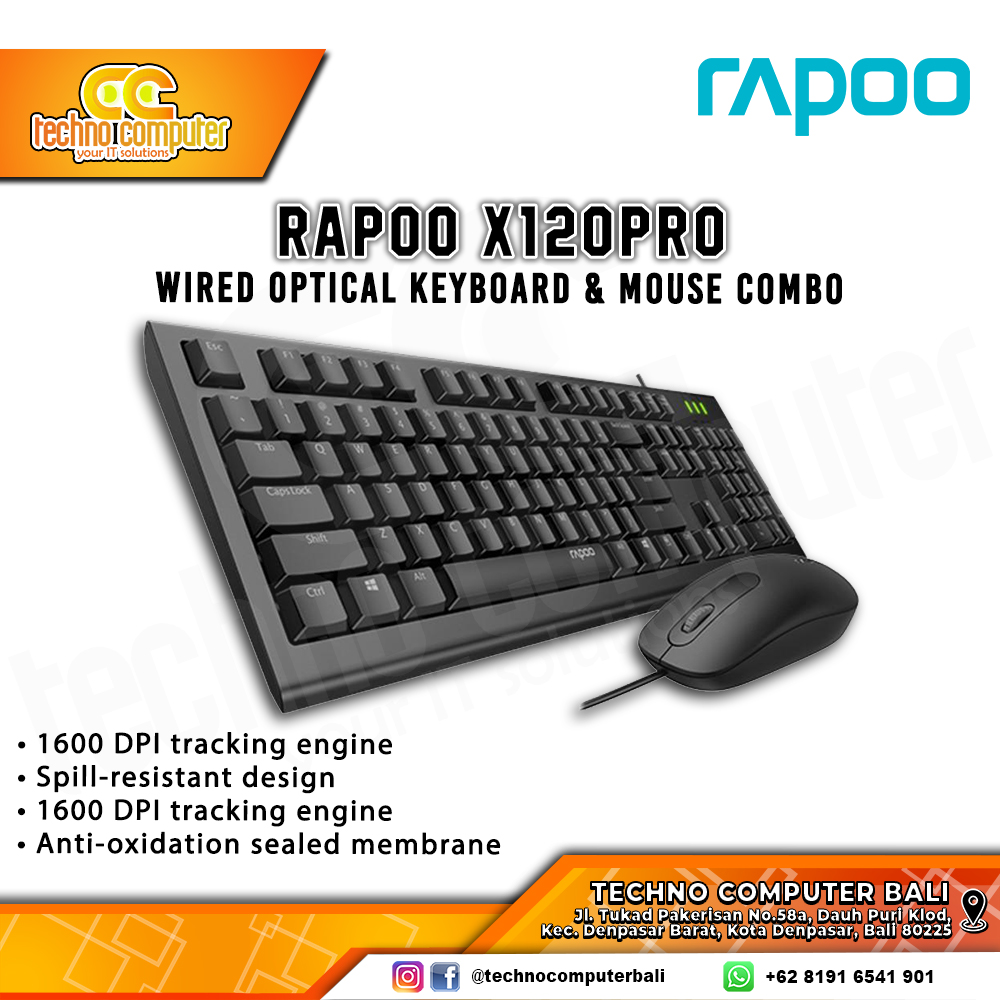 RAPOO X120 PRO Black - Office Keyboard & Mouse