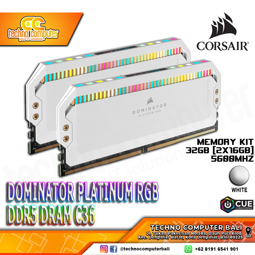 DDR5 CORSAIR DOMINATOR PLATINUM RGB 32GB (2x16GB) Kit 5600MHz C36 - WHITE