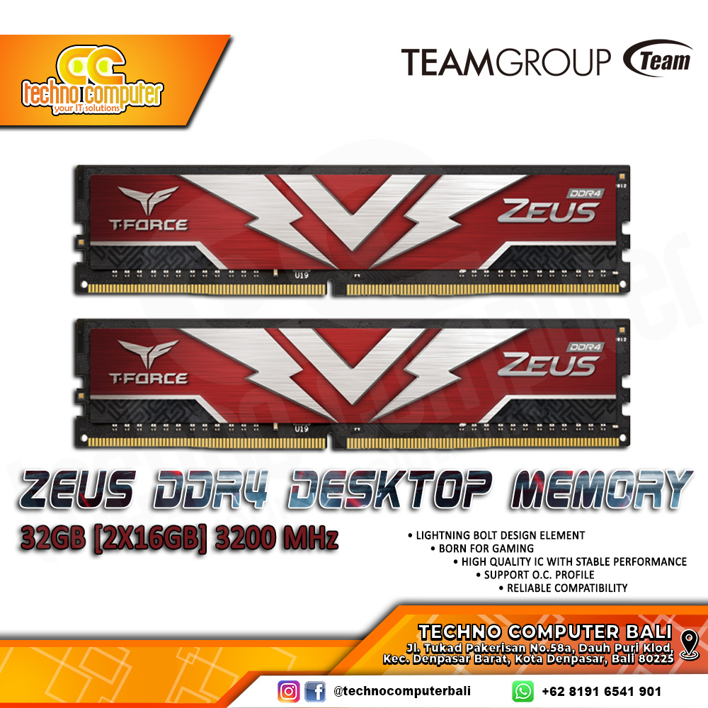 DDR4 TEAM T-FORCE ZEUS 32GB (2x16GB) Kit 3200MHz