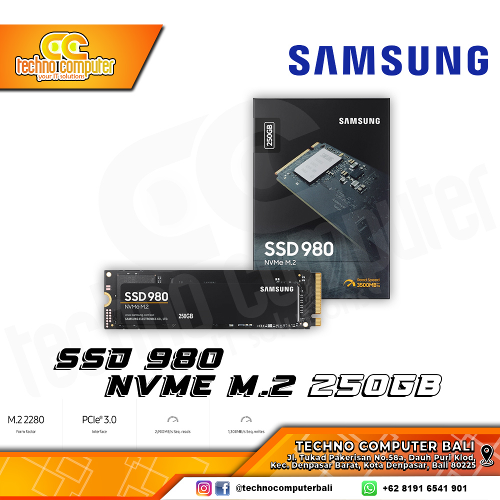 SSD SAMSUNG 980 M.2 NVMe 2280 PCIe Gen3 x4 - 250GB