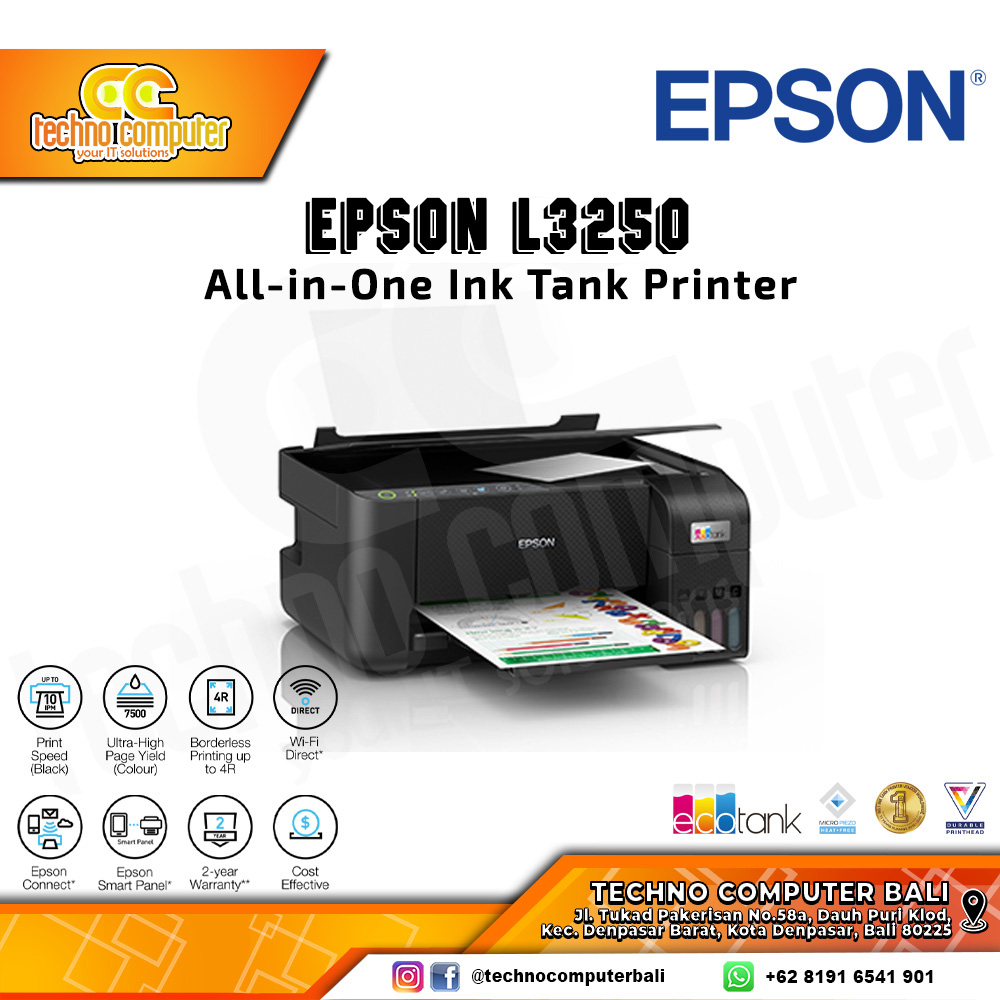 PRINTER EPSON L3250 A4 Ecotank Wi-Fi All in One InkTank