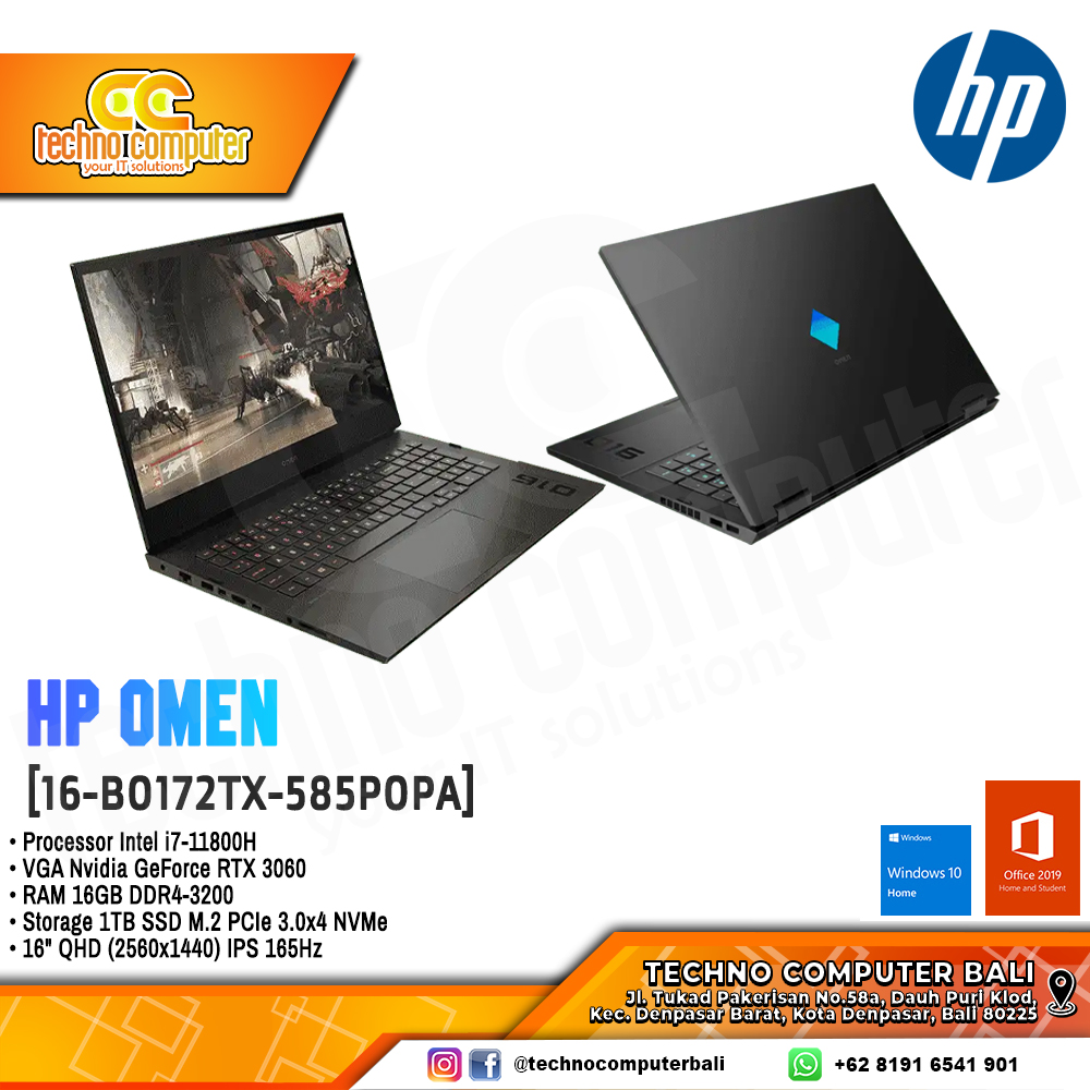 HP OMEN [16-B0172TX-585P0PA] Intel Core i7-11800H/RAM 16GB/SSD 1TB/NVIDIA RTX3060/Win11