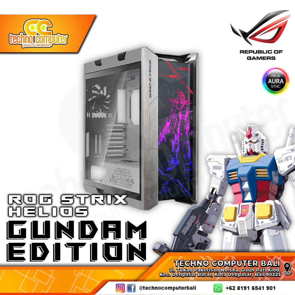 CASING ASUS ROG STRIX HELIOS Gundam Edition White - Mid Tower E-ATX Case Tempered Glass (4x Fan)