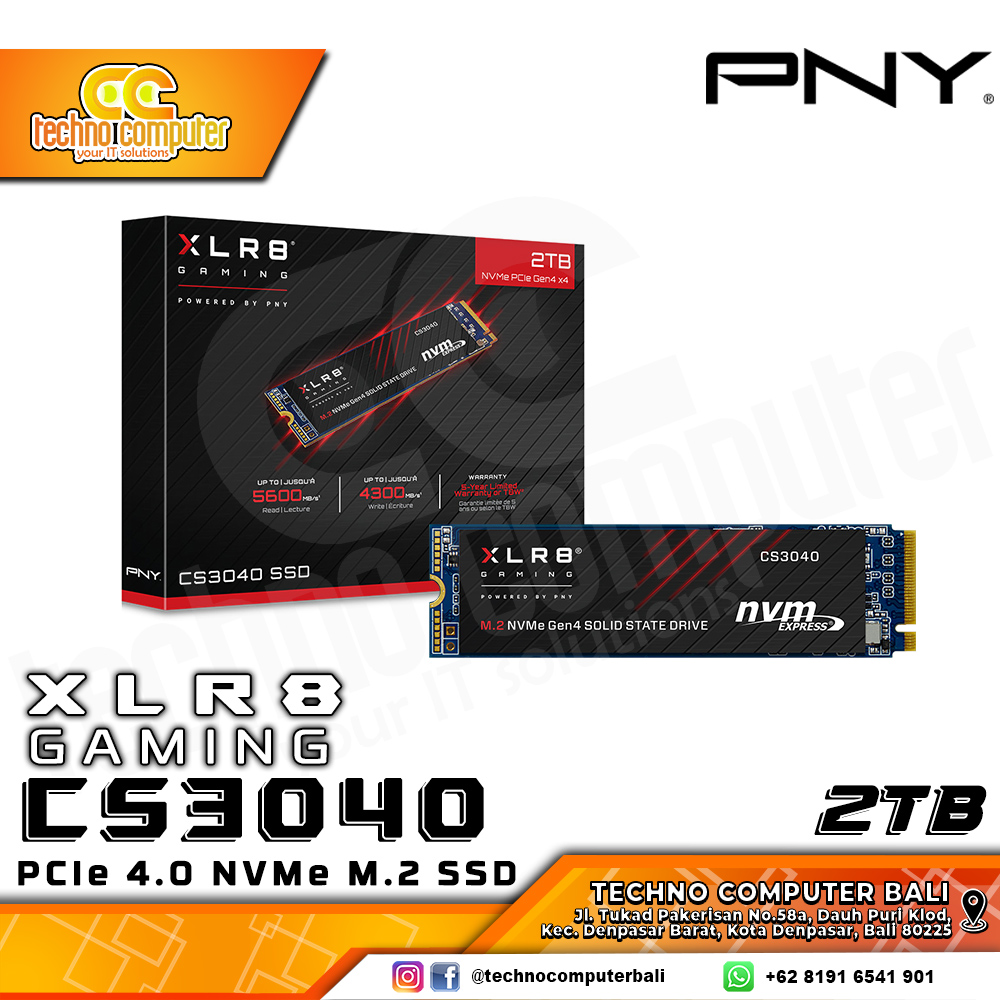 SSD PNY XLR8 CS3040 M.2 NVMe 2280 PCIe Gen4 x4 - 2TB