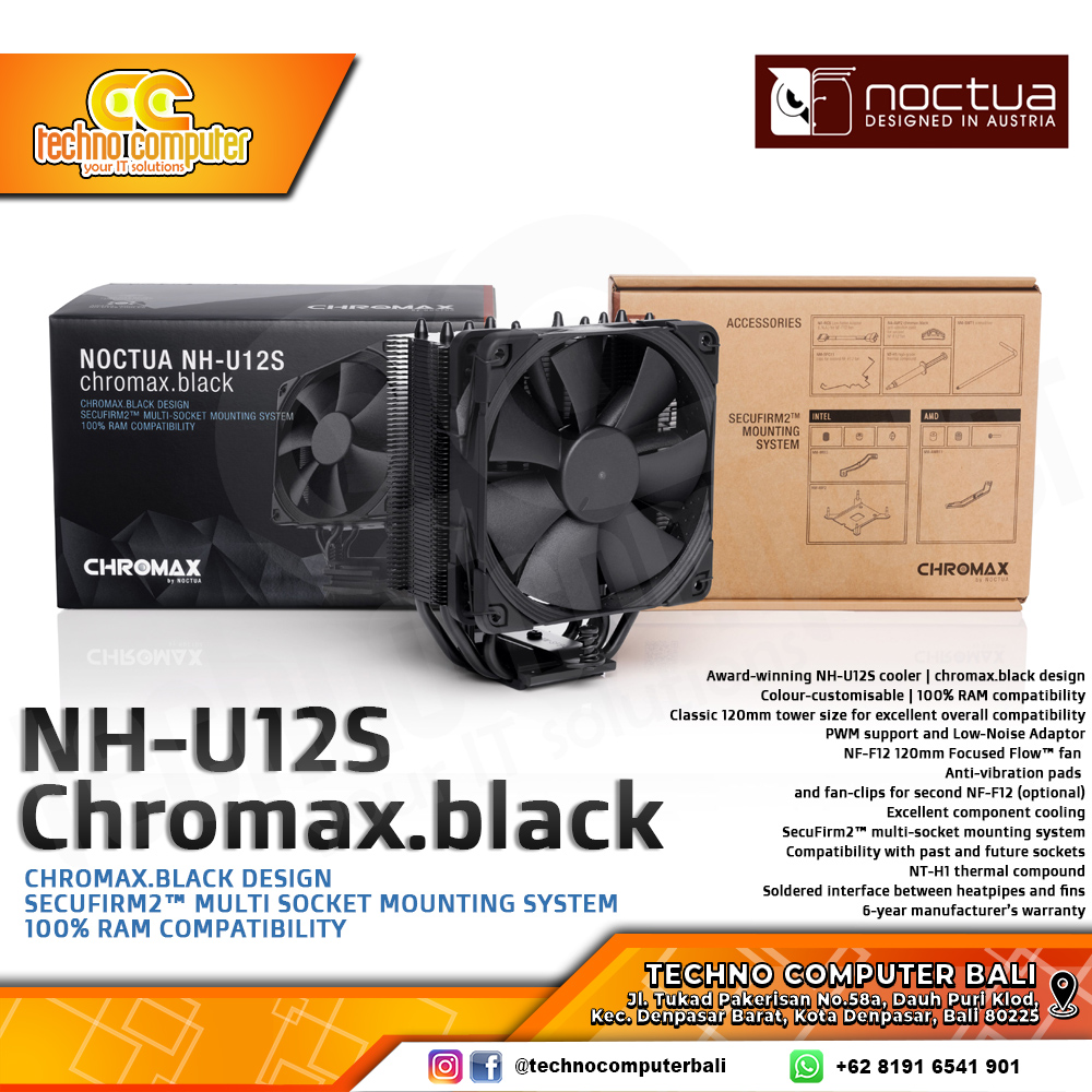 NOCTUA NH-U12S CHROMAX Black - CPU Cooler - 120mm Air Cooler