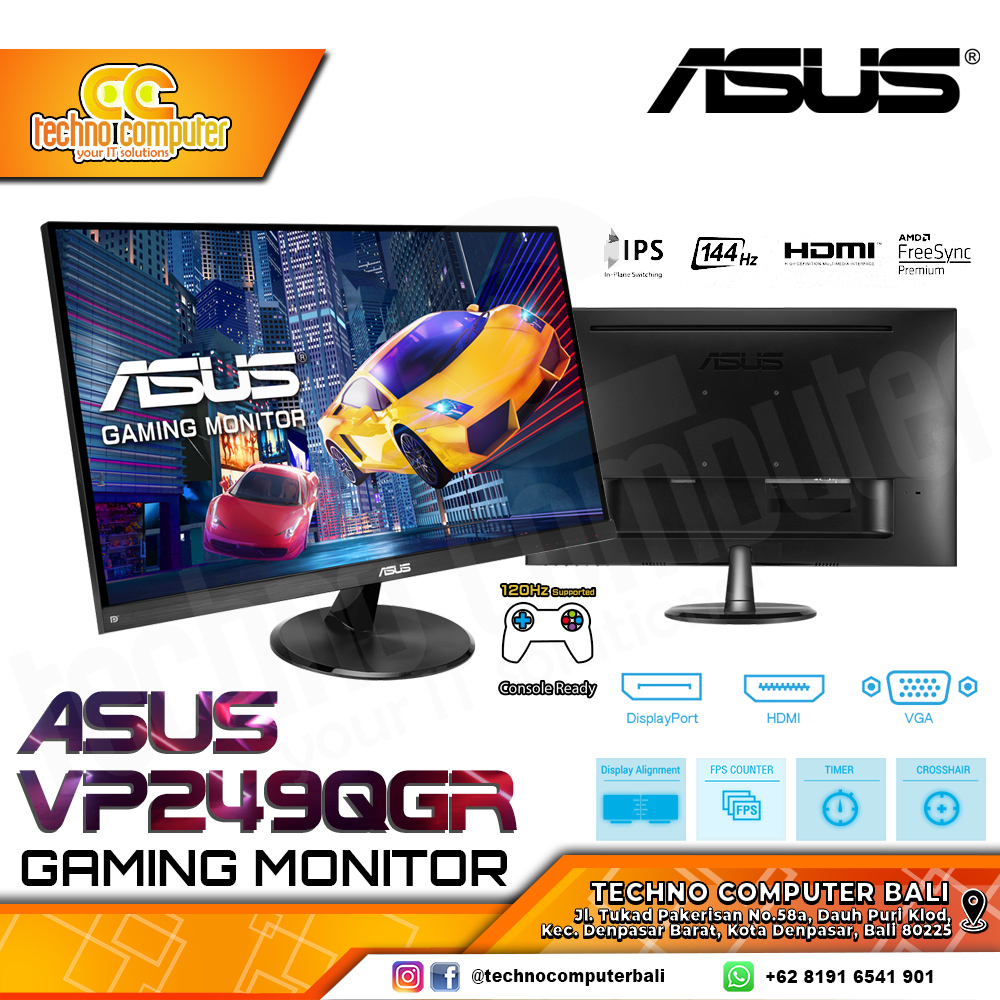 ASUS VP249QGR Gaming Monitor - 24 inch, FHD (1920 x 1080), IPS, 144Hz, 1ms, FreeSync