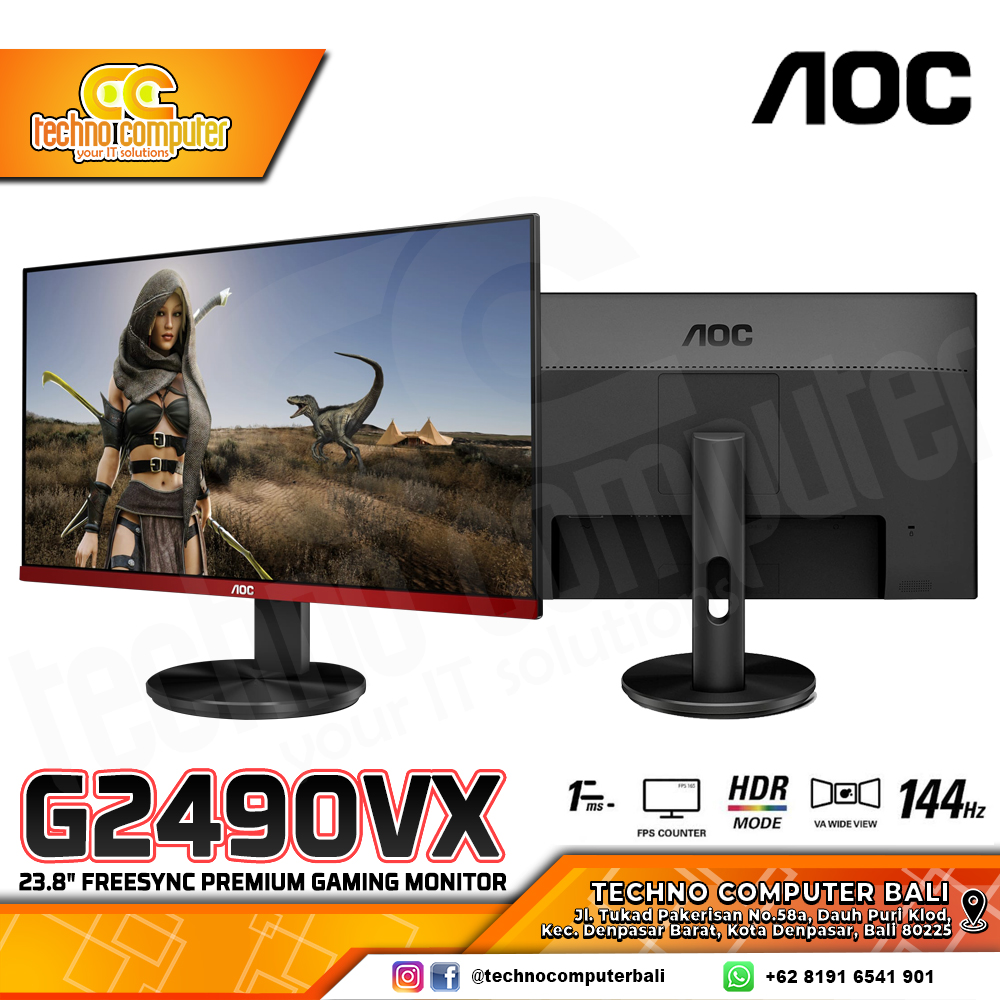 AOC G2490VX Gaming Monitor - 24 inch, FHD (1920 x 1080), VA, 144Hz, 1ms, FreeSync