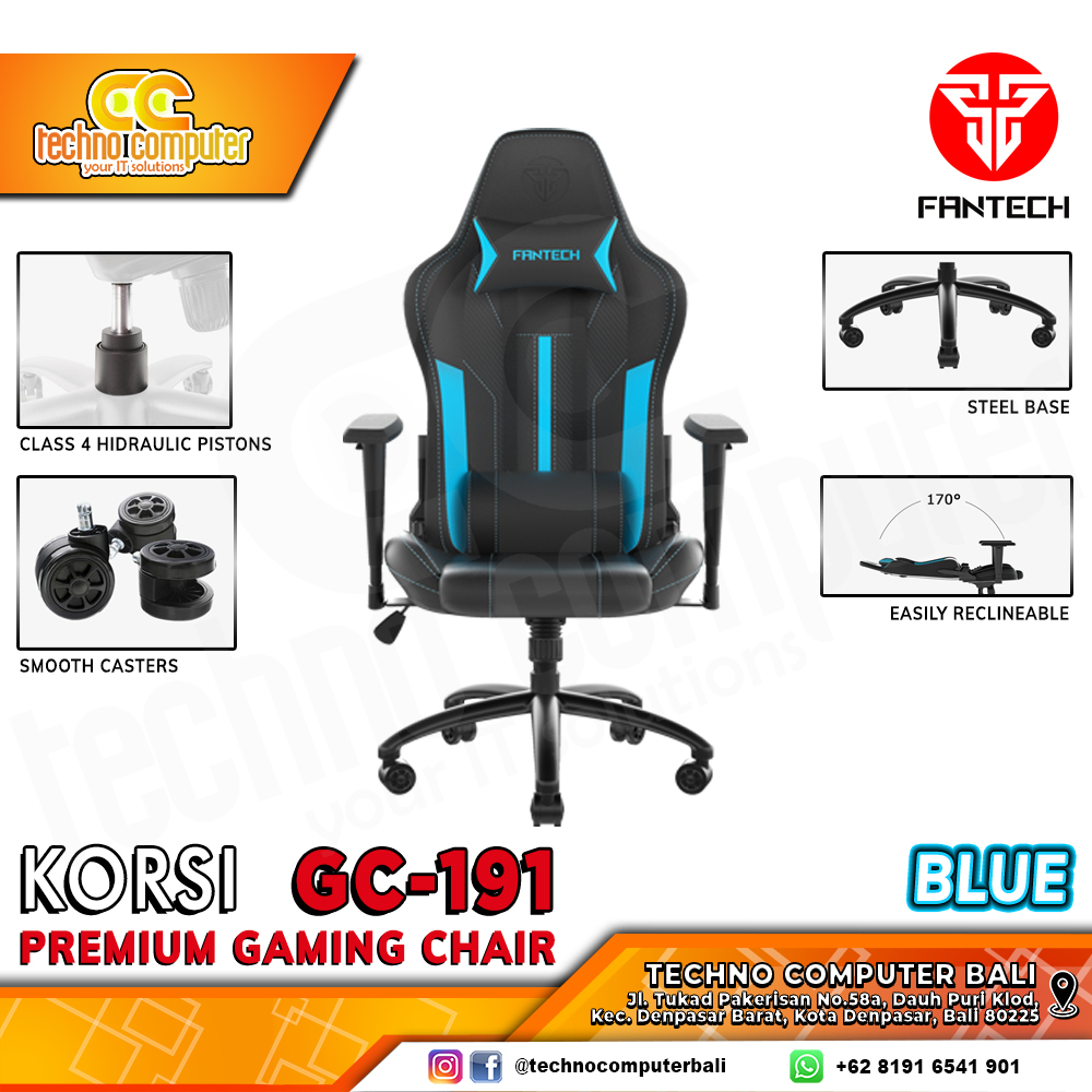 KURSI GAMING FANTECH KORSI GC-191 GAMING CHAIR 2D Armrest - BLUE